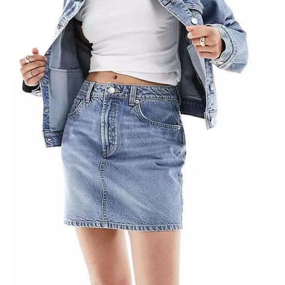 ASOS DESIGN denim high waist mini skirt - Picture 1 of 4